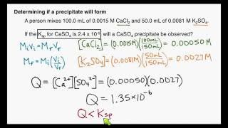 Example: Determining Whether a Precipitate Will Form (Solubility Equilibrium #3)