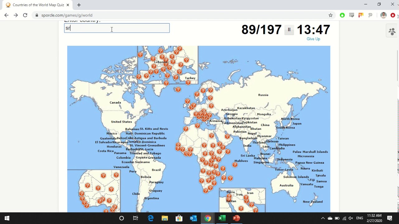 Former World Record Sporcle Countries Of The World 2:51 (171 S) - YouTube