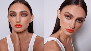 Soft Brown Smokey Eye and Orange Lip Makeup | Hung Vanngo