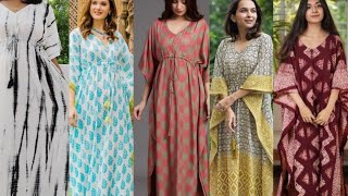 Long printed kaftan dress design | Printed kaftan dress in casual