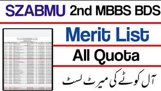 SZABMU 2nd Mbbs Bds Merit List/SZABMU 2nd Provisional Merit List/FMDC Merit List Updated