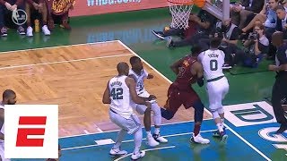 LeBron James takes Jayson Tatum's shoulder to the chin, exits Game 2 vs. Celtics | ESPN