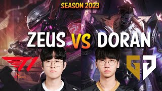 T1 Zeus vs GEN Doran - Zeus FIORA vs Doran K'SANTE Top - Patch 13.16 KR Ranked