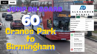 🚍🚏Birmingham Bus Route 60 | Cranes Park to City Centre | UK Bus Ride \u0026 Road Trip Views🌆✨