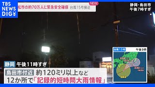 3連休また直撃　“台風15号”愛知・静岡では線状降水帯発生で記録的大雨　各地で冠水相次ぐ　土砂災害・氾濫に厳重警戒｜TBS NEWS DIG