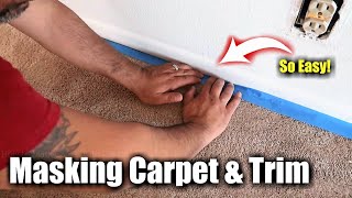 How to Mask Carpet with Painters Tape under Baseboard | Masking to Protect Carpet | DIY Paint Prep