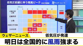 低気圧が発達/明日は全国的に風雨強まる