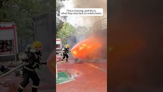 Water Shield vs. Fire: Incredible Firefighter Tactics! #shortsfeed #firefightingheroes