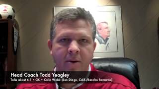 Coach Yeagley on Colin Webb