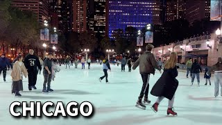 Chicago Millennium Park Ice Skating Rinks Opening Day ✨ on Friday | November 15, 2024 | 4K