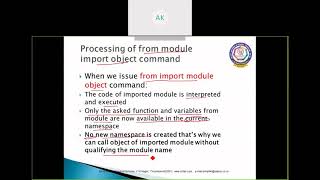 CBSE - Class XII - Computer Science - Python - PYTHON'S PROCESSING OF IMPORT (MODULE) COMMAND
