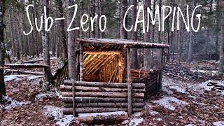 -26C FREEZING COLD SOLO WINTER CAMPING OVERNIGHTER, Super Shelter, Bushcraft, Off Grid Campfire Cook