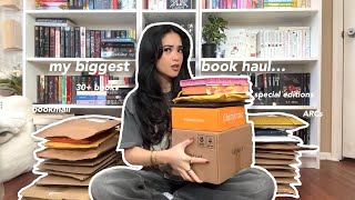 MY BIGGEST BOOK HAUL UNBOXING + RE-ORGANIZING MY BOOKSHELVES