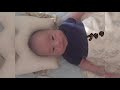 【生後1ヶ月】大きいおならに自分もびっくり！？寝起きハルくん baby surprised by his fart