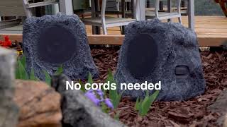 Innovative Technology Outdoor Rock Speaker Pair - Wireless Bluetooth , for Garden, Patio, Waterproof
