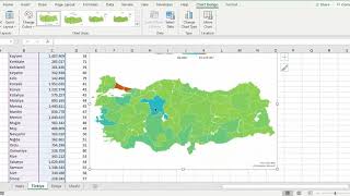 Excel'de harita (maps) grafiğini kullanma, değerleri karşılaştırma ve coğrafi kategorileri gösterme