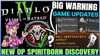 Diablo 4 - CONFIRMED: New BROKEN Spiritborn Aspect, BIG Patch, Material Buffs, Ancestrals \u0026 More!