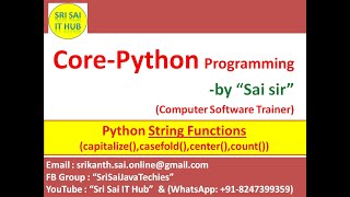 Python String Functions | Python String capitalize(), casefold(), center(), count() functions | #69