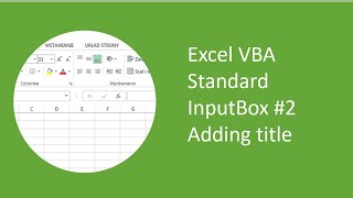 Excel VBA Standard InputBox #2 - Adding title