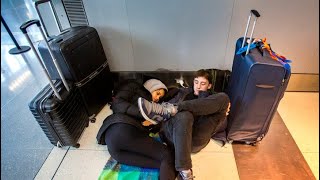 WICKED STORM’S GROUND AND POUND: Weary passengers sleep on terminal floors as system wreaks havoc