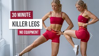 30 MIN KILLER Lower Body HIIT Workout - No Repeat, No Equipment - Bodyweight Leg Day Home Workout