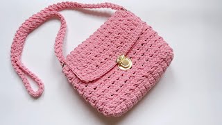 How to crochet shoulder bag 🎀 Móc mẫu túi đeo chéo có nắp cài xinh xắn