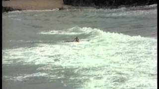 Kayak Surfing Treyarnon Bay Cornwall