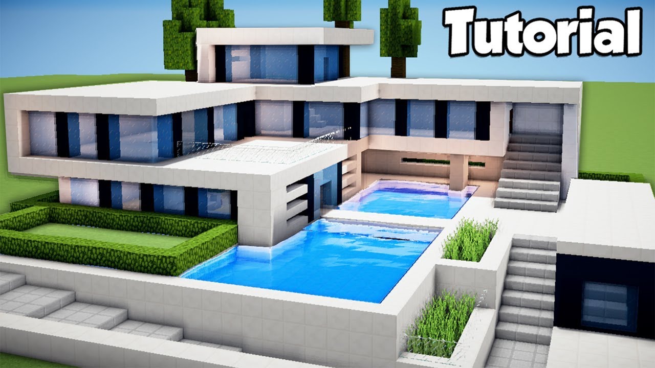 Minecraft: How To Build A Large Modern House Tutorial (#2) - YouTube