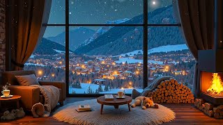 Snowy Ambience Piano Music❄️ Snowstorm and Fireplace Sounds Ultimate Cabin Vibes for Unwind