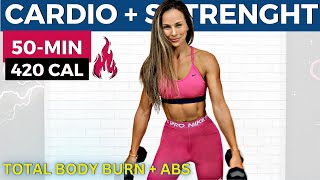 50-MIN Metabolic CARDIO + STRENGTH + ABS WORKOUT (low-impact weights, weight loss, full body sculpt)