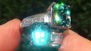 GIA Certified Natural VVS Blue Zircon Diamond PLATINUM Cocktail Estate Ring GEM - C789