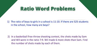 Ratio Word Problems - Algebra 1