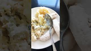 russian salad and mashed potato for lunch