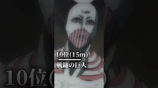 【進撃の巨人】巨人の大きさランキングTop16 #進撃の巨人 #attackontitan #エレン #ミカサ #アルミン #shorts