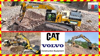 CAT 345D \u0026 Volvo A25F, Porphyrwerk Detzeln, 2023. #1