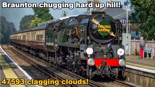 Braunton chuffing up hill! - Clagging 47593 Galloway Princess!