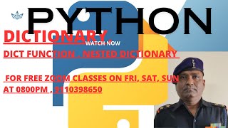 PART 11::PYTHON DICTIONARY, DICT FUNCTION , NESTED DICTIONARIES, ACCESSING NESTED DICTIONARY