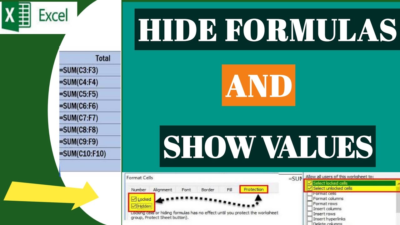 How To Hide Formulas In Excel And Show Values - YouTube