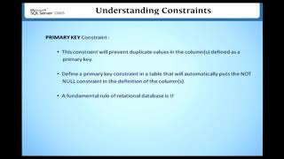 Understanding Constraints SQL || Learn SQL-SERVER in English || On Screen Training