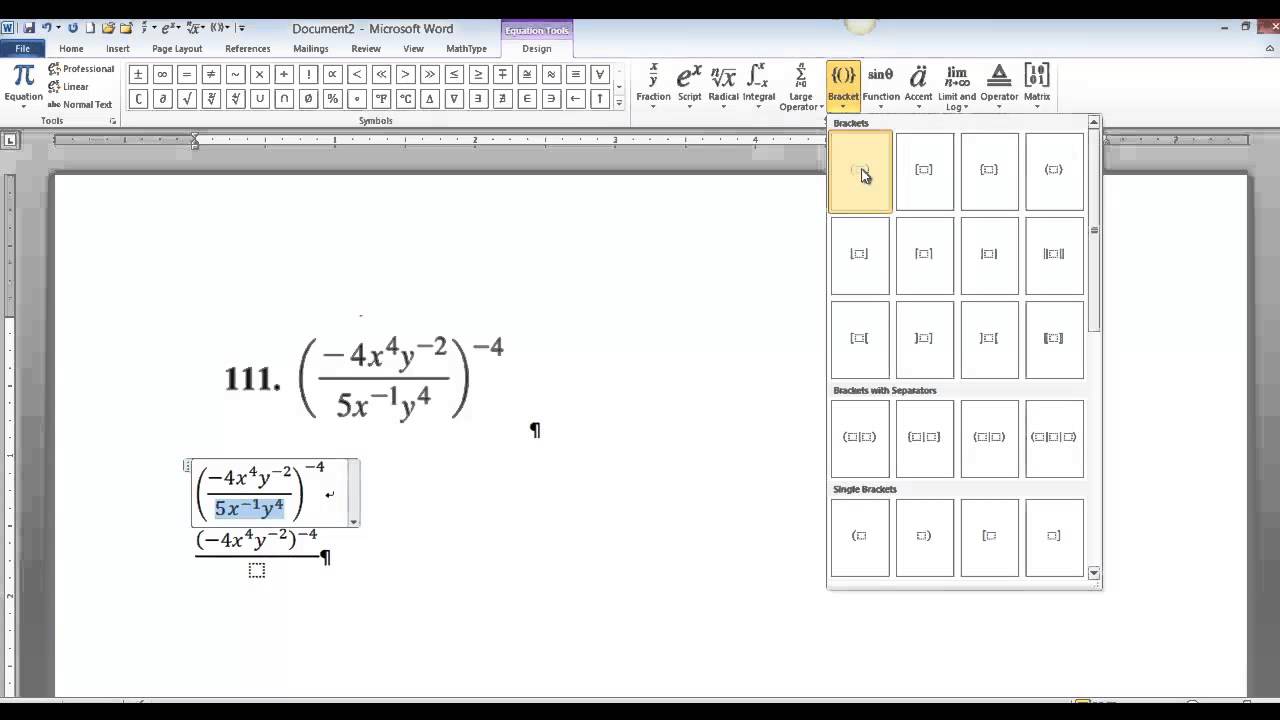 Microsoft Word Equation Editor - YouTube