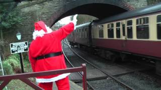 Father Christmas greets the first train from Kidderminster arriving at Arley, Christmas Eve 2016