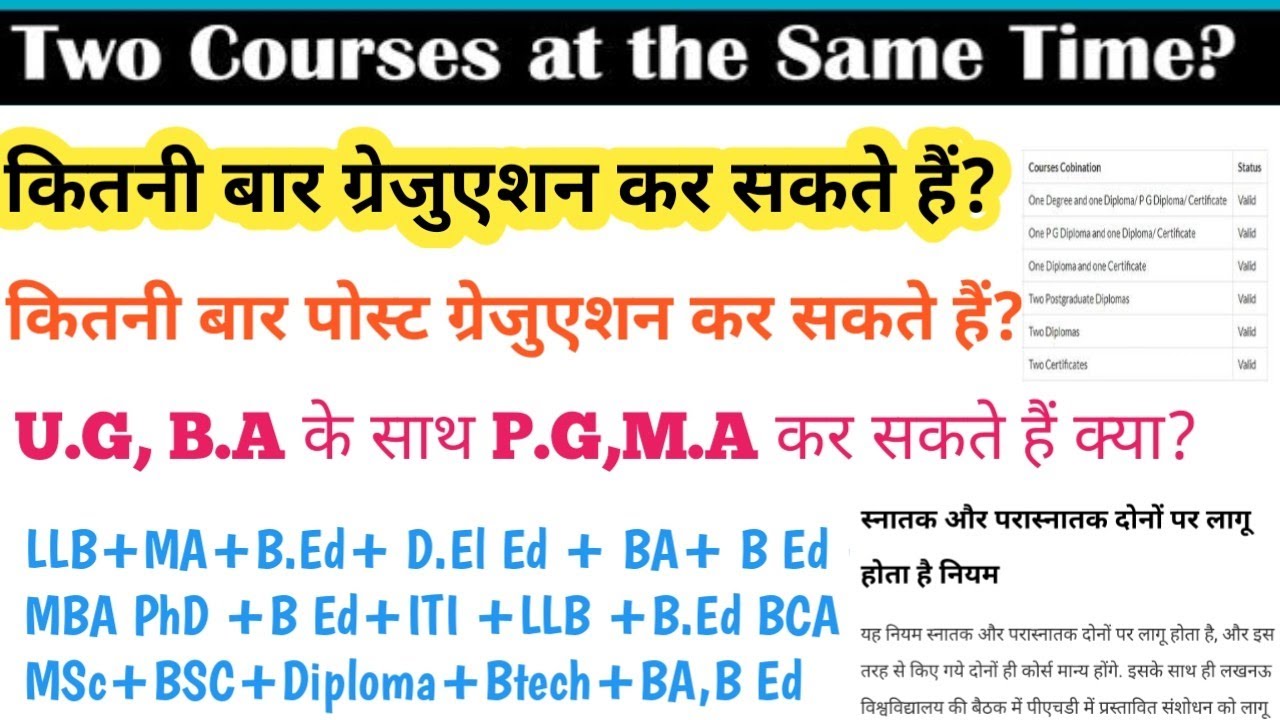 कितनी बार ग्रेजुएशन कर सकते हैLLB+MA+B.Ed+ D.El Ed+BA++MBA PhD+B LLB +B ...