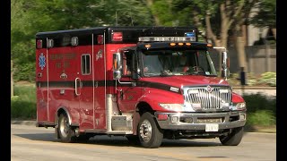 (**HEAVY AIR HORN**) Arlington Heights Ambulance One Responding From Station