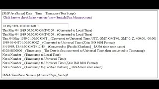 [PHP\JavaScript] Date, Time and Timezone (Test Script)