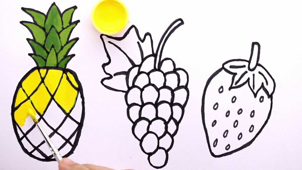 Fruit Drawing For Kids - How To Draw A Cute Fruits | Fruit Drawing Easy ...