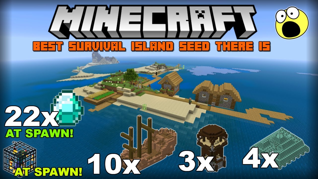 Minecraft - Amazing Survival Island Seed!!! (With Village!) (Console ...