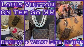 LOUIS VUITTON REVERSE MONOGRAM ON THE GO MM 3 YEAR REVIEW WEAR AND TEAR + WHATS  IN MY BAG