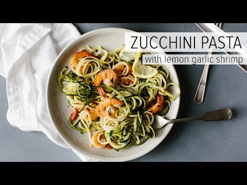 Recipe for lemon zucchini spaghetti with shrimps