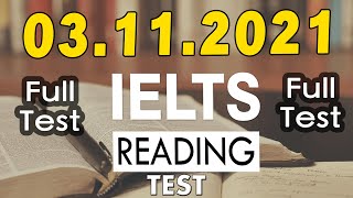 IELTS READING PRACTICE TEST 2021 WITH ANSWERS | 03.11.2021