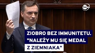 Sejm uchylił immunitet Ziobrze, by mógł zostać doprowadzony przed komisję ds. Pegasusa@TVN24